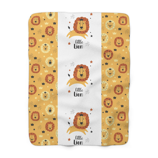 Little Lion Sherpa Fleece Blanket - Cozy Baby Blanket, Nursery Decor, Baby Shower Gift, Kids Plush Throw, Safari Kids Bedding