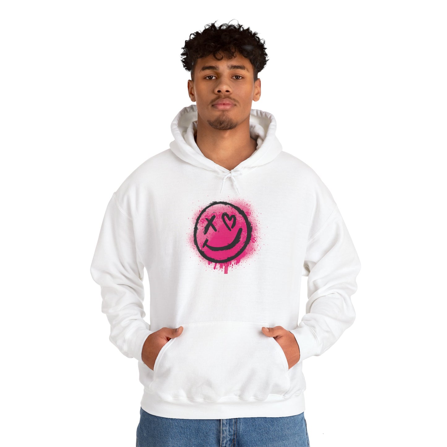 Smiley Hoodie, Cozy Gift for Friends, Streetwear, Casual Vibes, Ideal for Fall, Eye-Catching Design, Heavy Blend Sweatshirt, Unisex Hoodie,