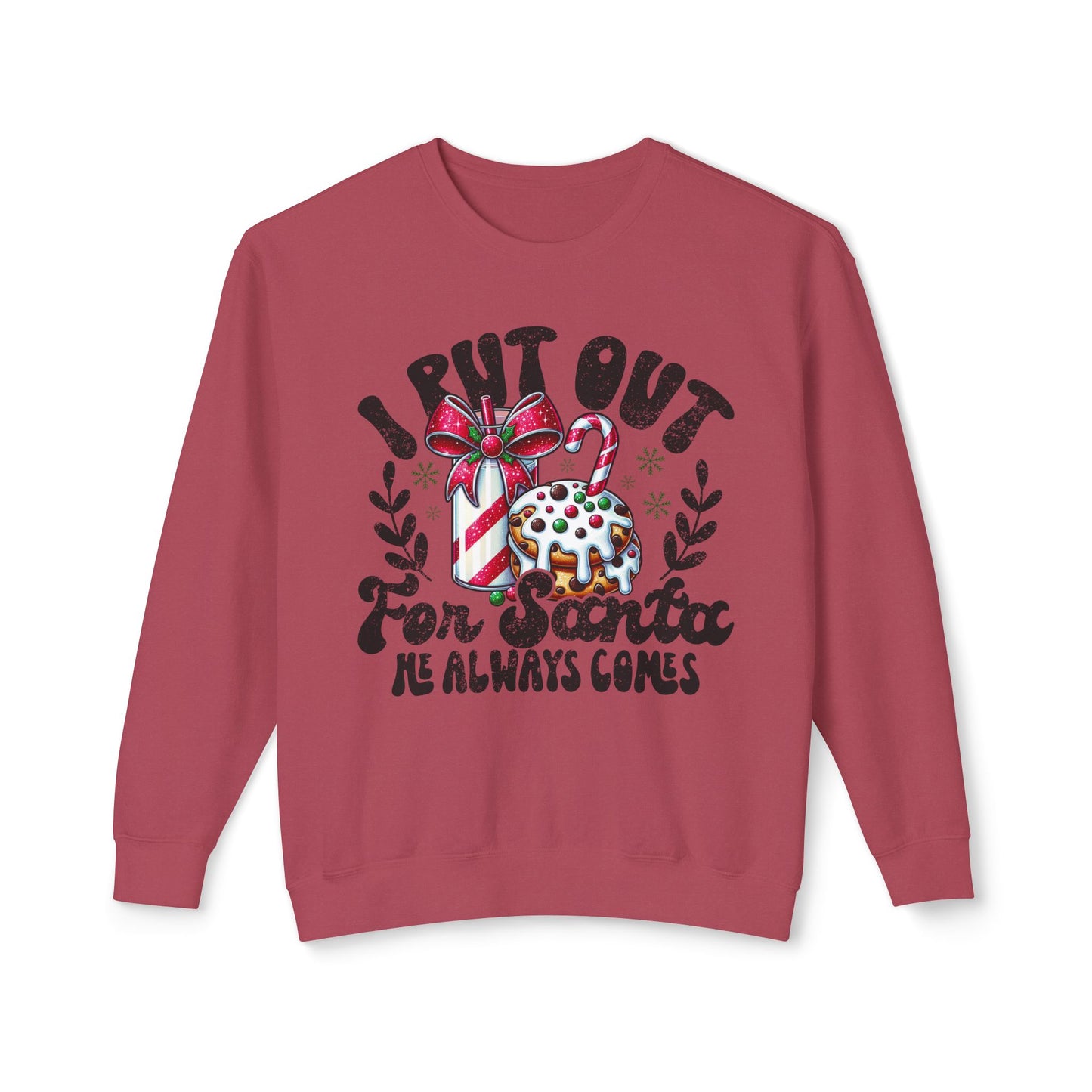 I Put Out for Santa Sweatshirt, Funny Christmas Crewneck, Holiday Gift, Unisex Lightweight Sweater, Festive Apparel, Xmas