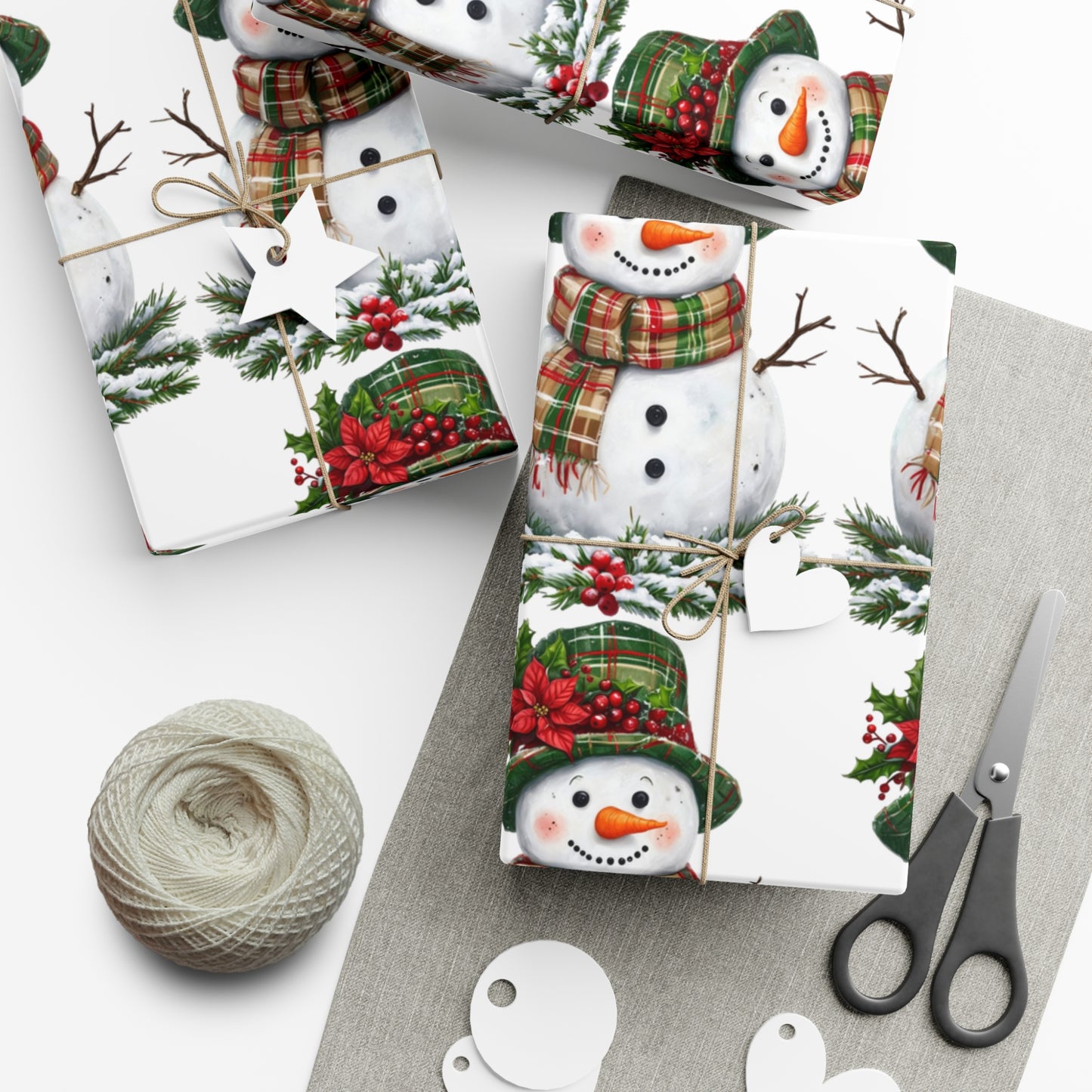 Christmas Gift Wrap Papers - Festive Snowman Design