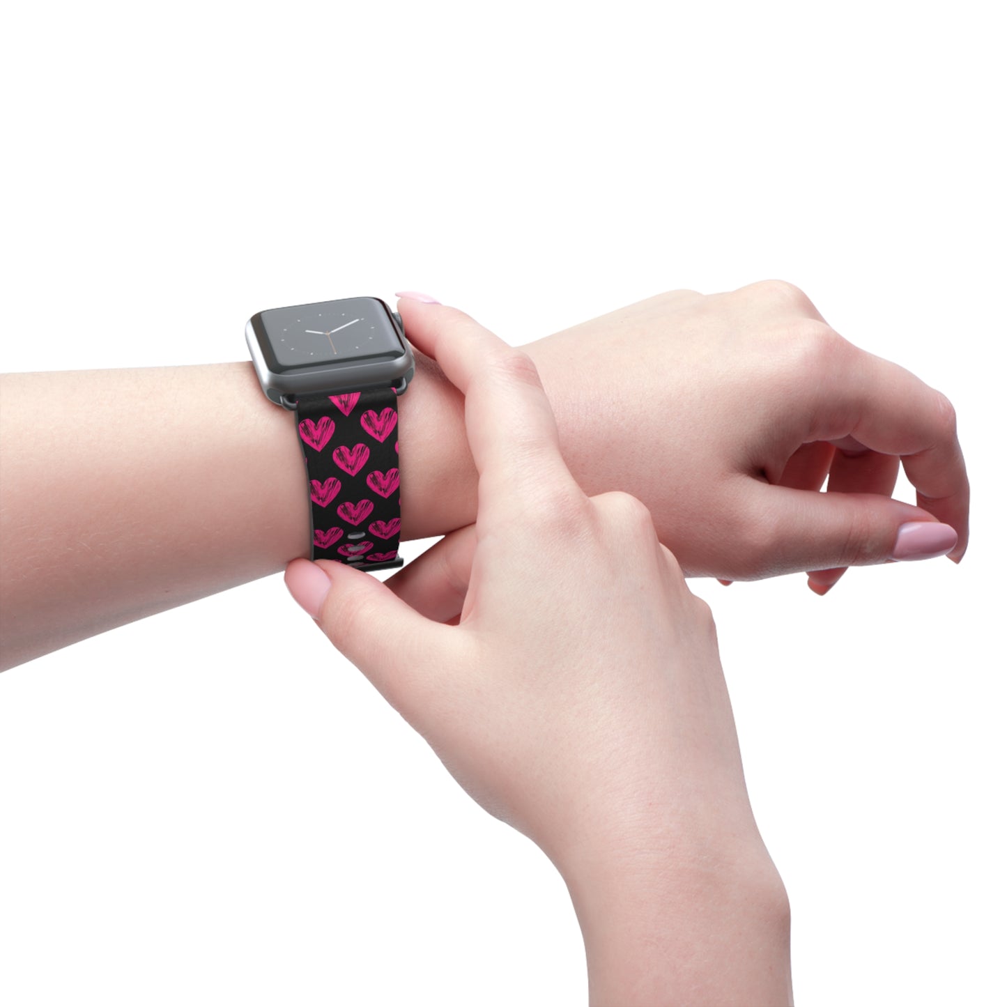 Heart Pattern Watch Band, Cute Smartwatch Strap, Pink Hearts Fitness Tracker Band, Valentine's Gift, Stylish Accessory