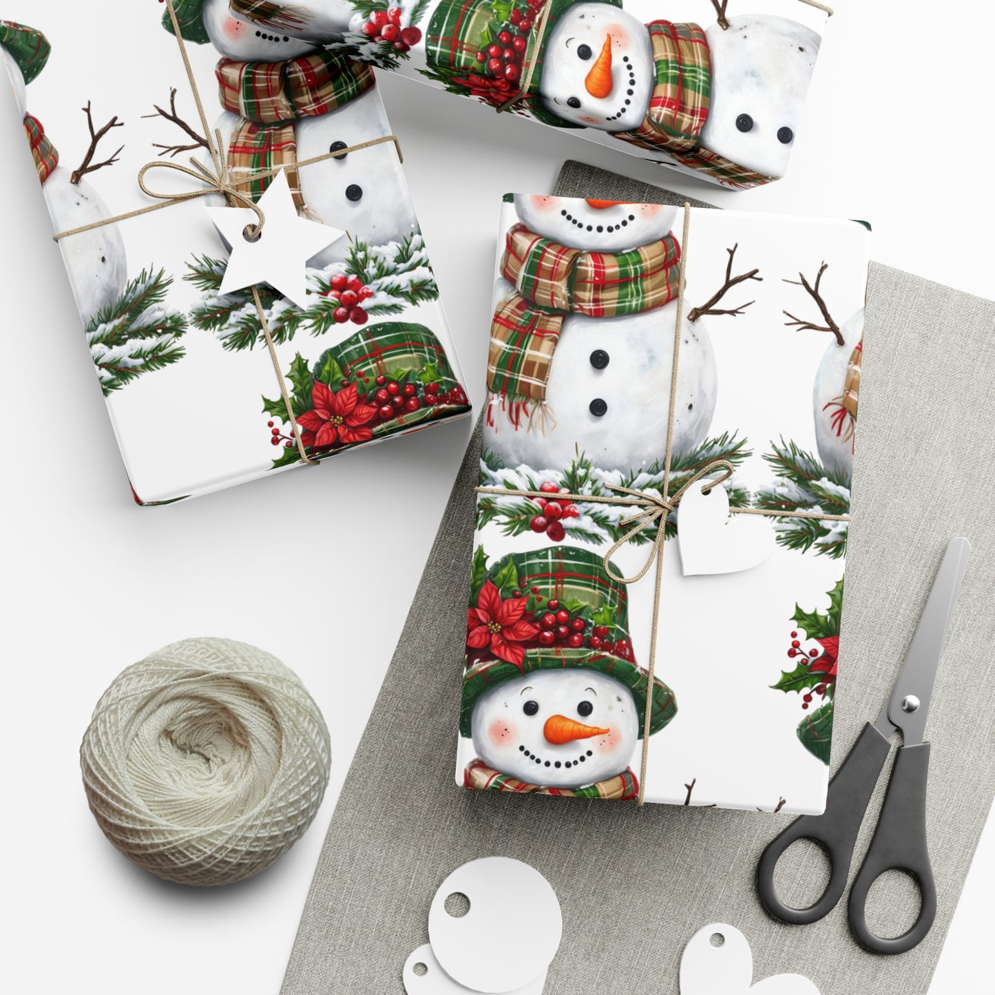 Christmas Gift Wrap Papers - Festive Snowman Design