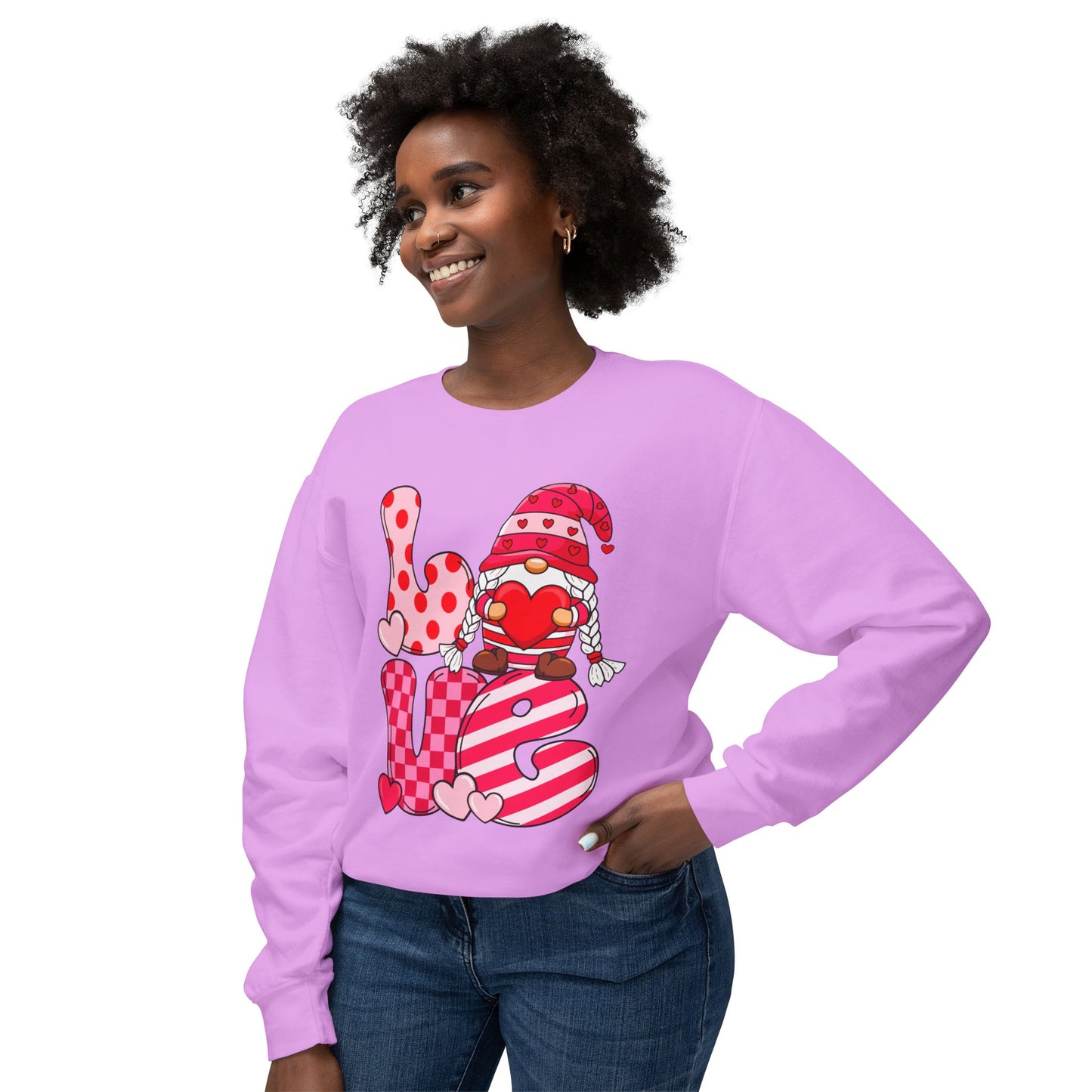 Playful Love Sweatshirt, Cute Valentine's Gift, Cozy Crewneck, Unisex Lightweight, Heart Designs, Perfect for Couples, Date Nights