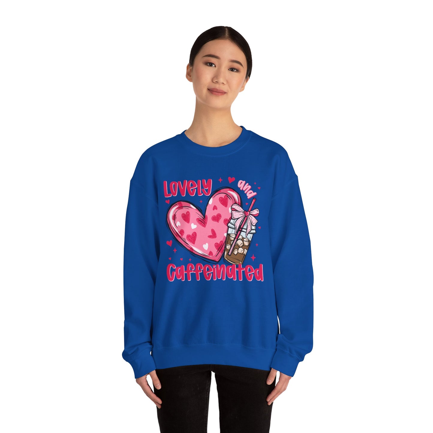 Lovely Caffeinated Heart Sweatshirt, Cozy Coffee Lover Gift, Valentines Day, Cute Her, Comfy Casual Wear, Unisex Pullover, Warm Jumper