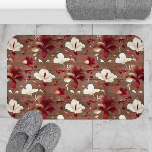 Elegant Floral Bath Mat, Vintage Home Decor, Flower Design, Bathroom Accessories, Gift for Her, Spa Vibes