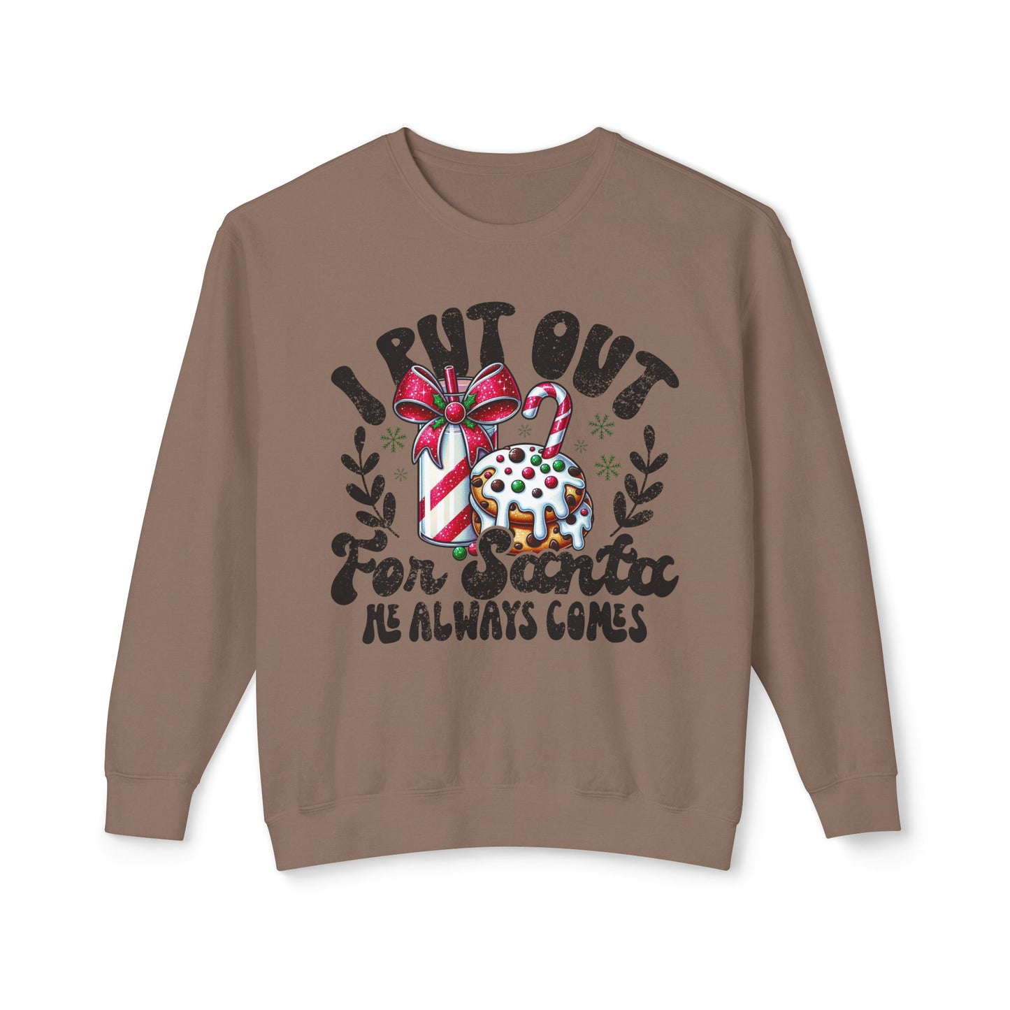 I Put Out for Santa Sweatshirt, Funny Christmas Crewneck, Holiday Gift, Unisex Lightweight Sweater, Festive Apparel, Xmas