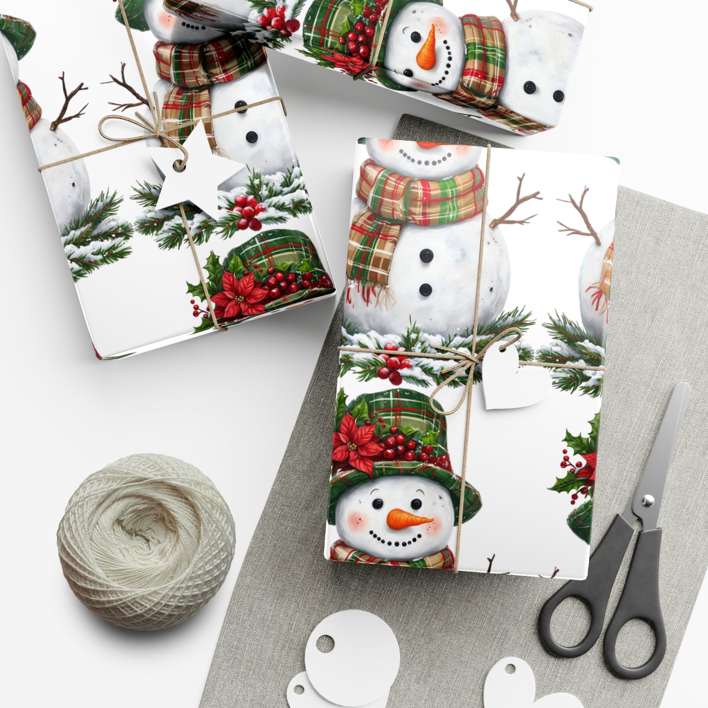 Christmas Gift Wrap Papers - Festive Snowman Design