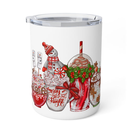 Festive Coffee Mug, Winter Hot Cocoa 10oz, Christmas Gift for Coffee Lovers, Holiday Drinks, Insulated Mug