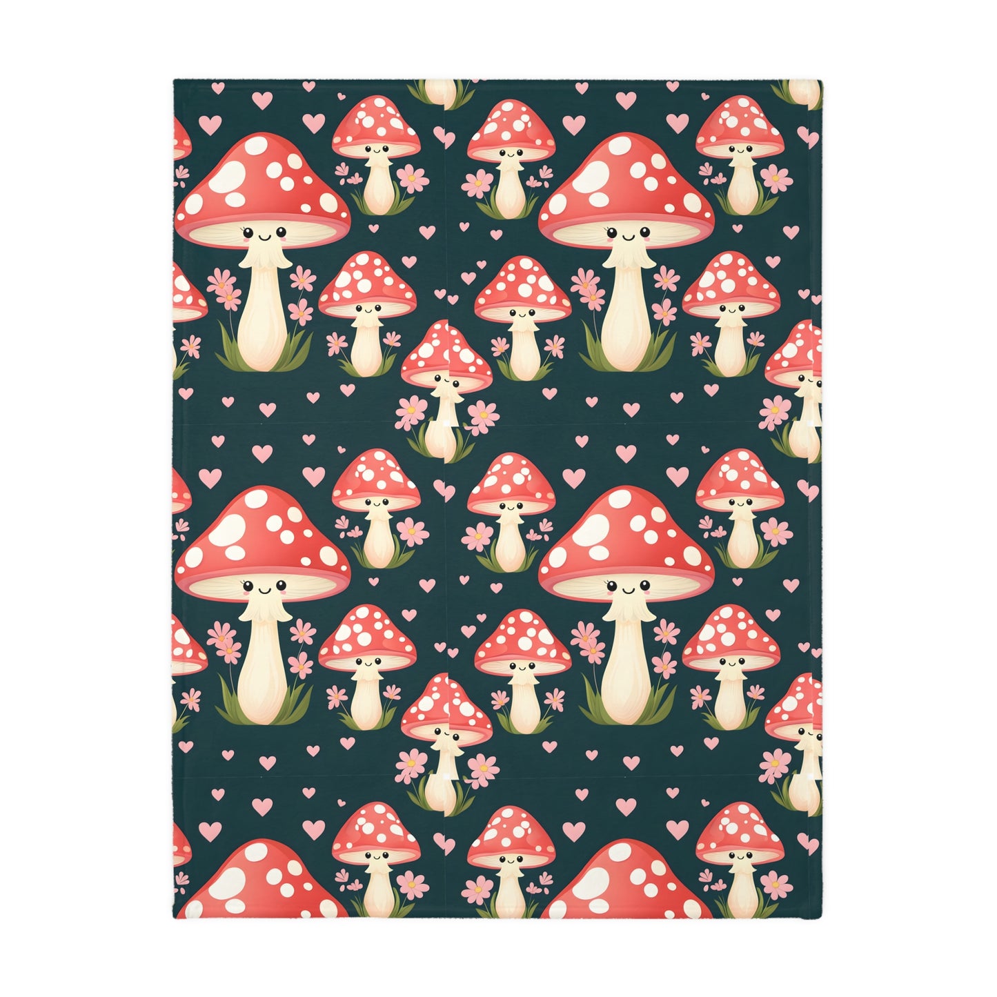 Mushroom Love Velveteen Blanket, Cozy Microfiber Throw, Cute Home Decor, Gift for Nature Lovers, Perfect for Kids and Collectors