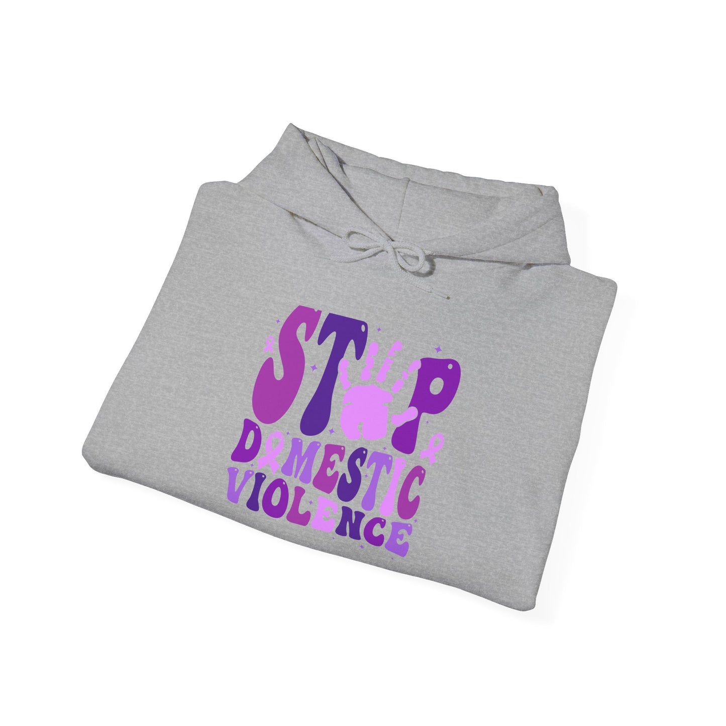 Stop Domestic Violence Hooded Sweatshirt, Unisex Awareness Hoodie, Gift for Activists, Comfort Wear for Support, Charity Sweatshirt, Purple