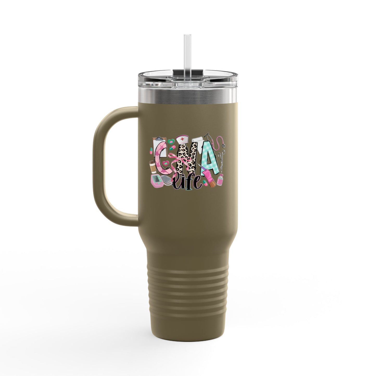 Travel Mug, 40oz 'Glam Life' Design for Medical Professionals, CNA Life