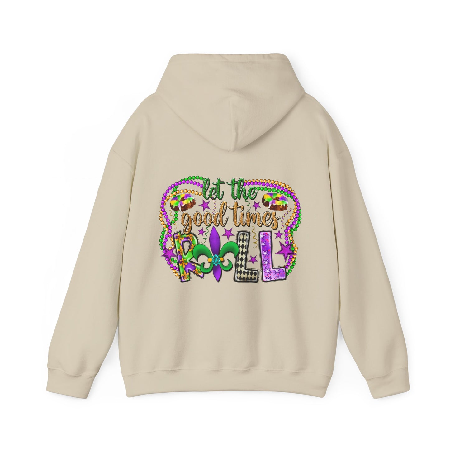 Mardi Gras Celebration Hoodie, Unisex Heavy Blend Sweatshirt, Fun Graphic Pullover, Party Apparel, Carnival Clothing, Festival Outfit