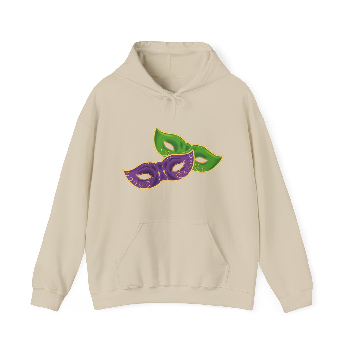 Mardi Gras Celebration Hoodie, Unisex Heavy Blend Sweatshirt, Fun Graphic Pullover, Party Apparel, Carnival Clothing, Festival Outfit