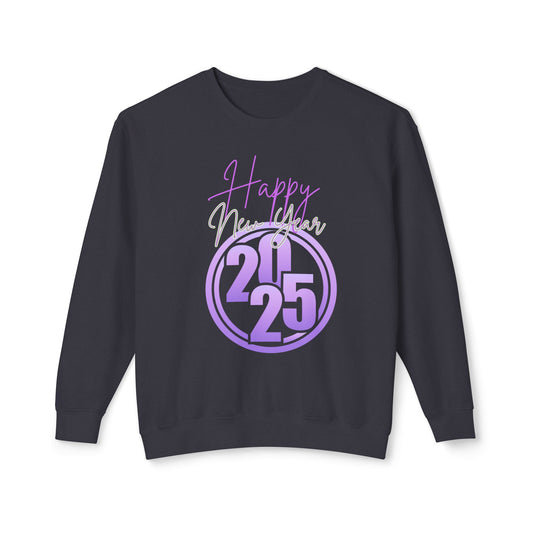 Happy New Year 2025 Unisex Lightweight Crewneck Sweatshirt, Cozy Casual Wear, Perfect NYE Gift, Celebration Apparel, Winter Layering