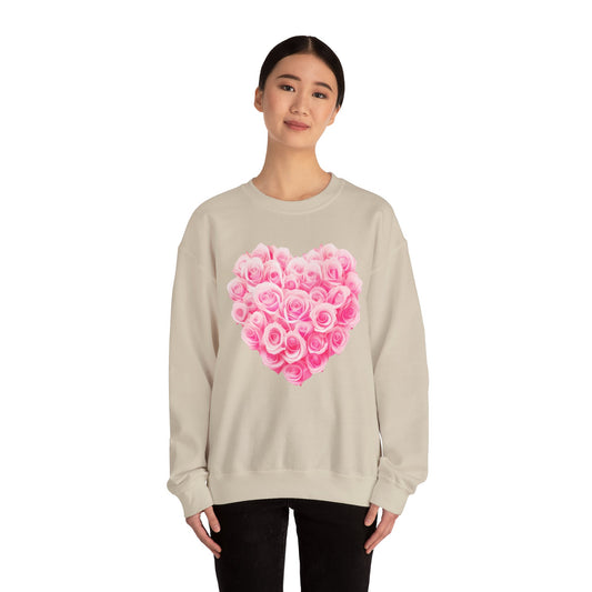 Romantic Rose Heart Sweatshirt - Unisex Heavy Blend™ Crewneck