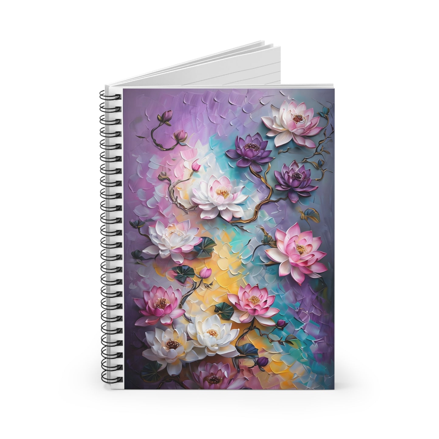 Floral Notebook - Elegant Blooms Ruled Line Spiral Journal, Gift for Her, Scrapbook, Art Project, Beautiful Stationery