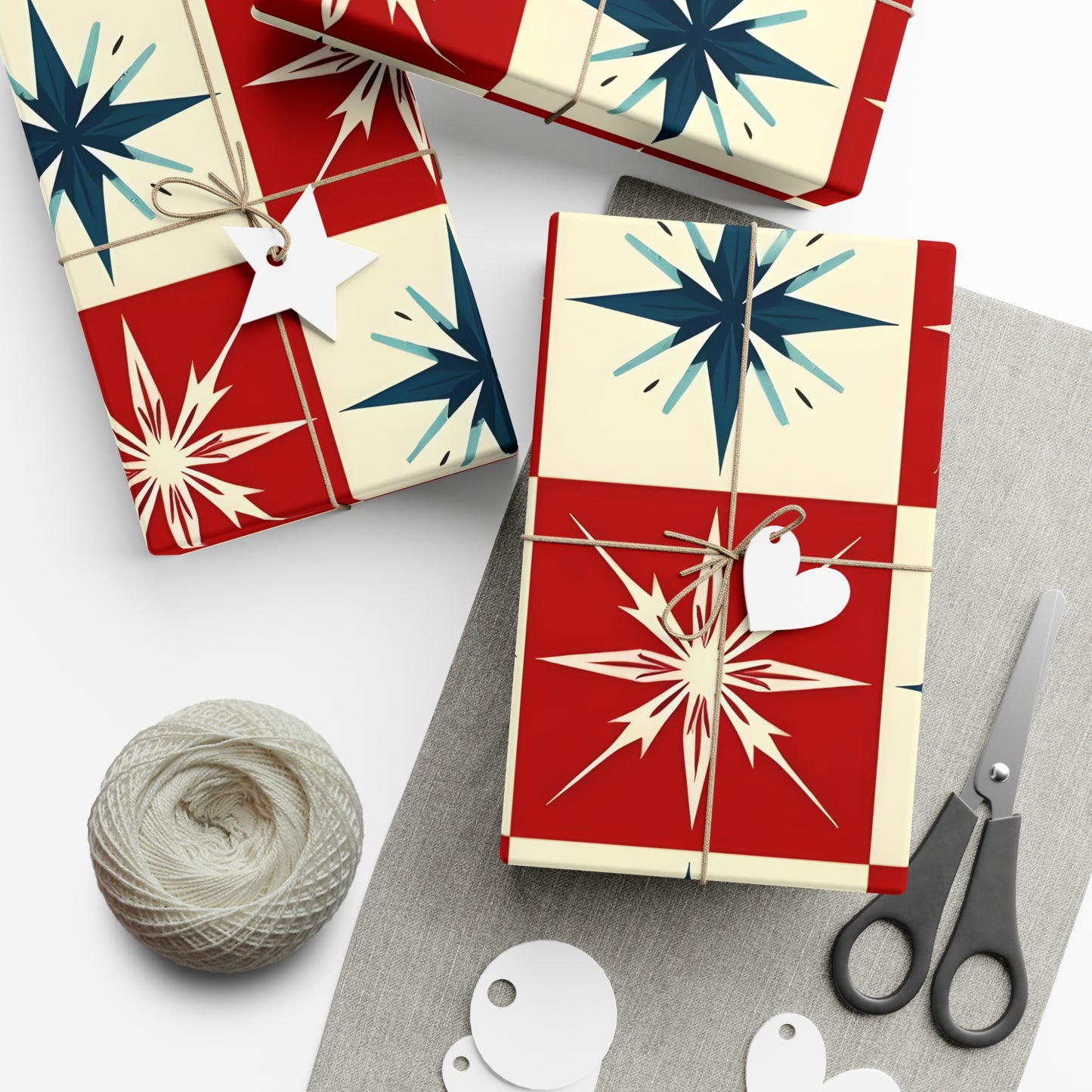 Gift Wrap Papers Bundle | Festive Star Pattern Holiday Wrapping, Christmas Supplies, Party Decor, Eco-Friendly, Seasonal Occasions