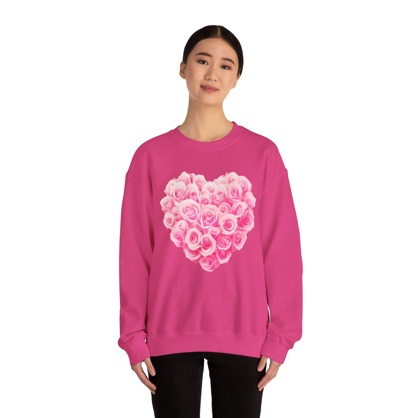 Romantic Rose Heart Sweatshirt - Unisex Heavy Blend™ Crewneck