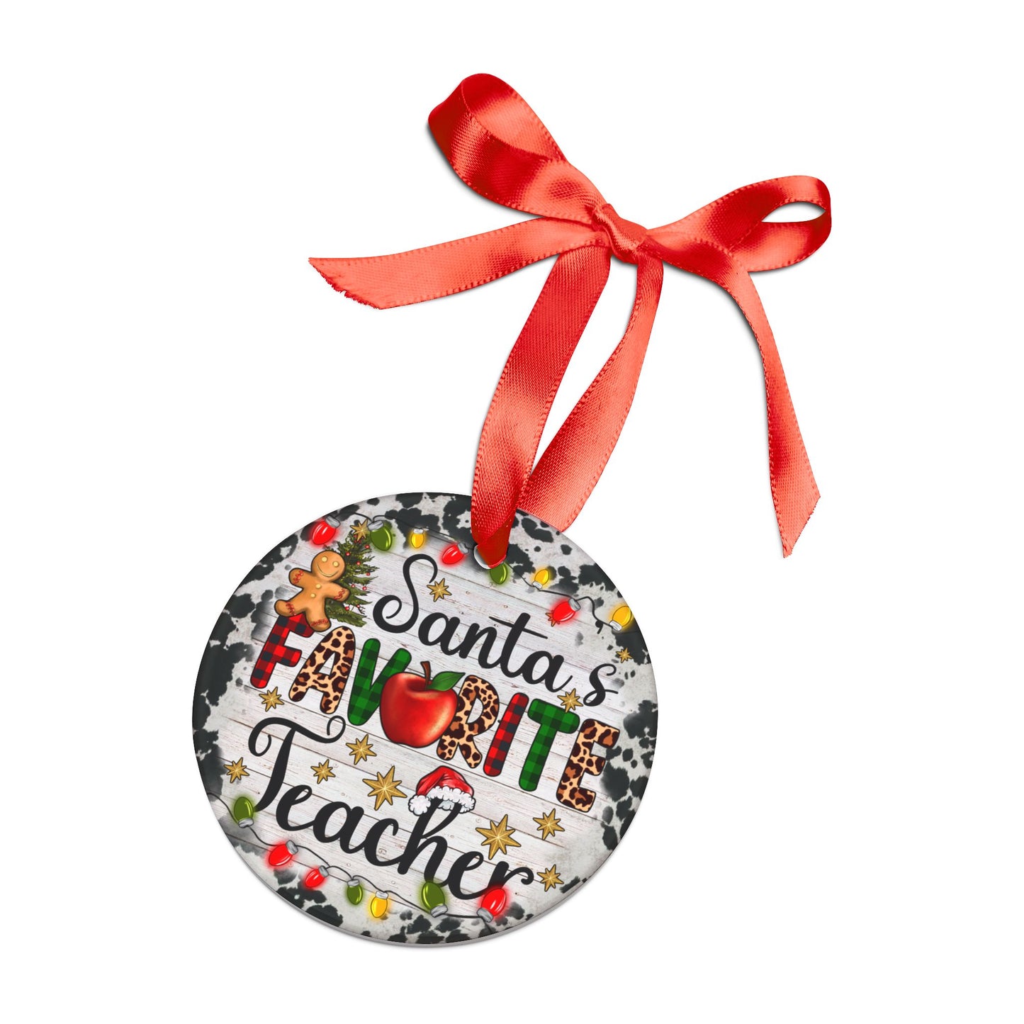 Santa's Favorite Teacher Acrylic Ornament, Holiday Keepsake, Christmas Gift, Teacher Appreciation, Festive Decor