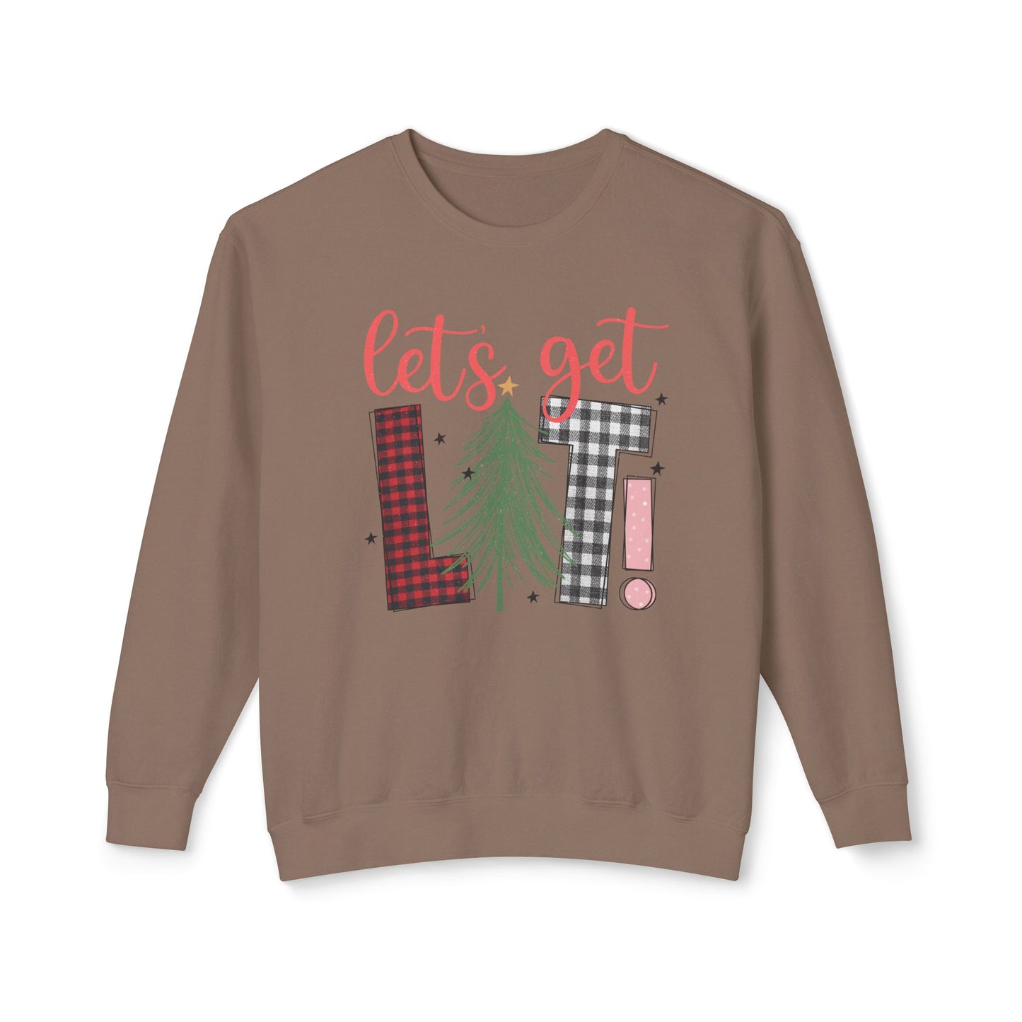 Let's Get Lit Sweatshirt, Cozy Crewneck Top for Holidays, Gift for Her, Christmas Apparel, Festive Shirt