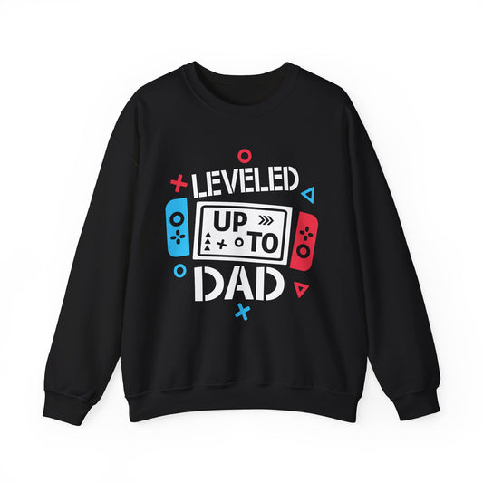 Leveled Up to Dad Gaming Sweatshirt - Unisex Heavy Blend™ Crewneck