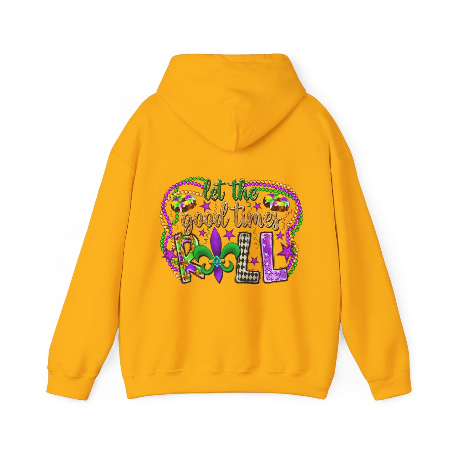 Mardi Gras Celebration Hoodie, Unisex Heavy Blend Sweatshirt, Fun Graphic Pullover, Party Apparel, Carnival Clothing, Festival Outfit