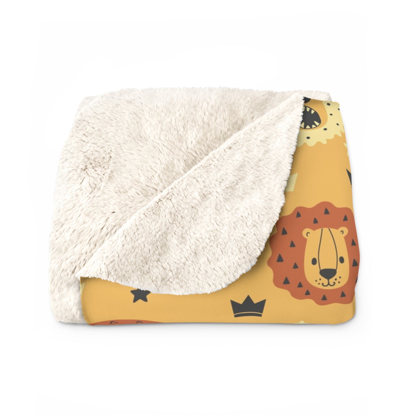 Little Lion Sherpa Fleece Blanket - Cozy Baby Blanket, Nursery Decor, Baby Shower Gift, Kids Plush Throw, Safari Kids Bedding