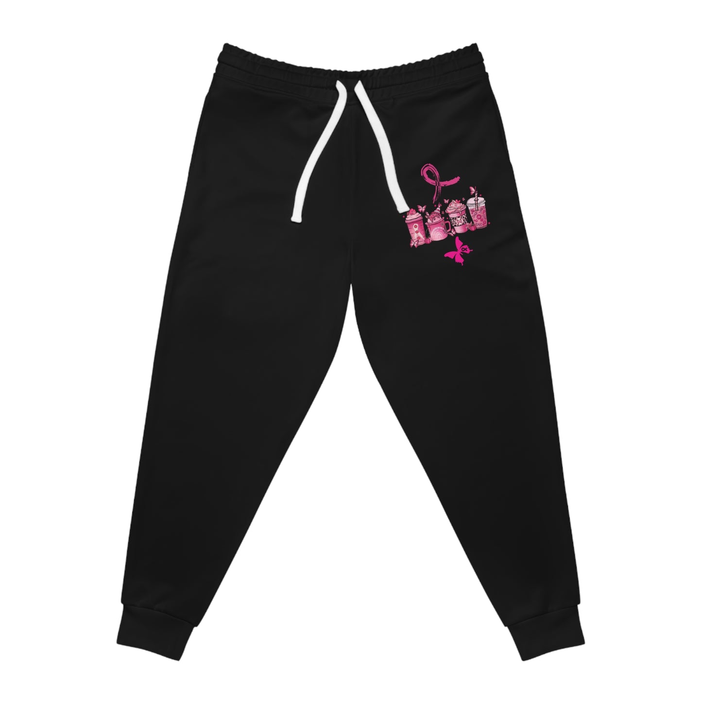 Empowering Pink Athletic Joggers - Activewear Workout Pants for Fitness Lovers, Cozy Lounge Joggers, Breast Cancer Awareness, Women's Yoga