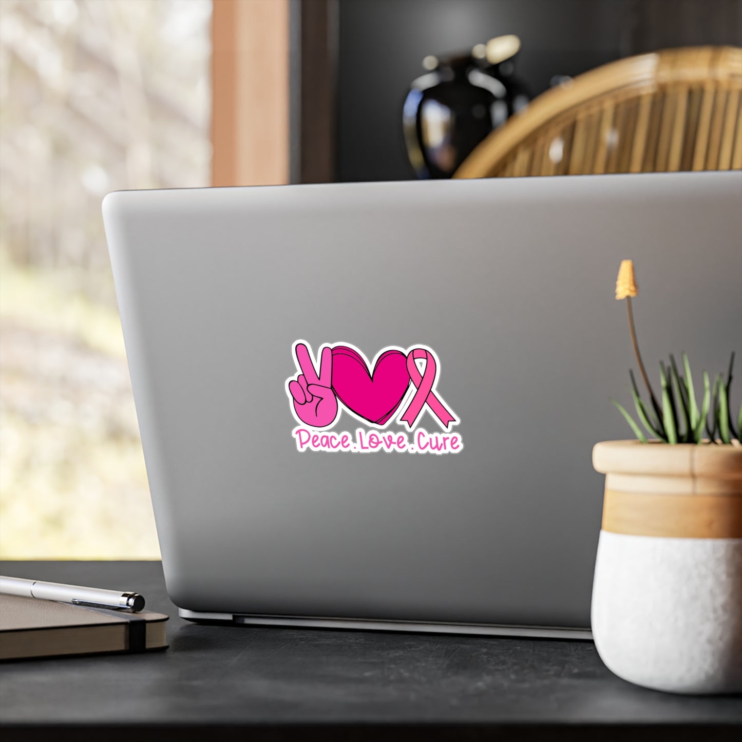 Peace Love Cure Vinyl Decals - Pink Ribbon Stickers for Awareness & Support