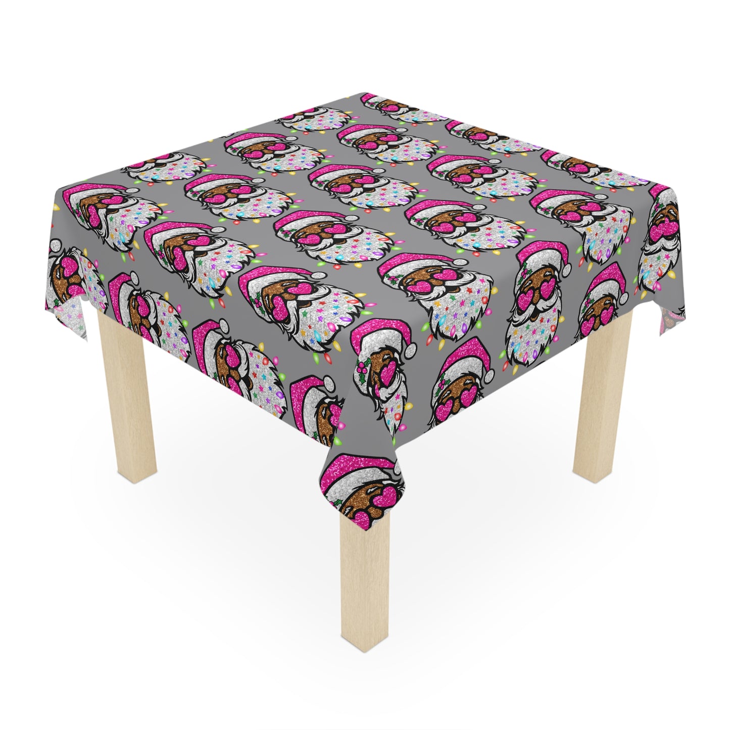 Festive Santa Tablecloth with Colorful Lights – Perfect for Holiday Gatherings