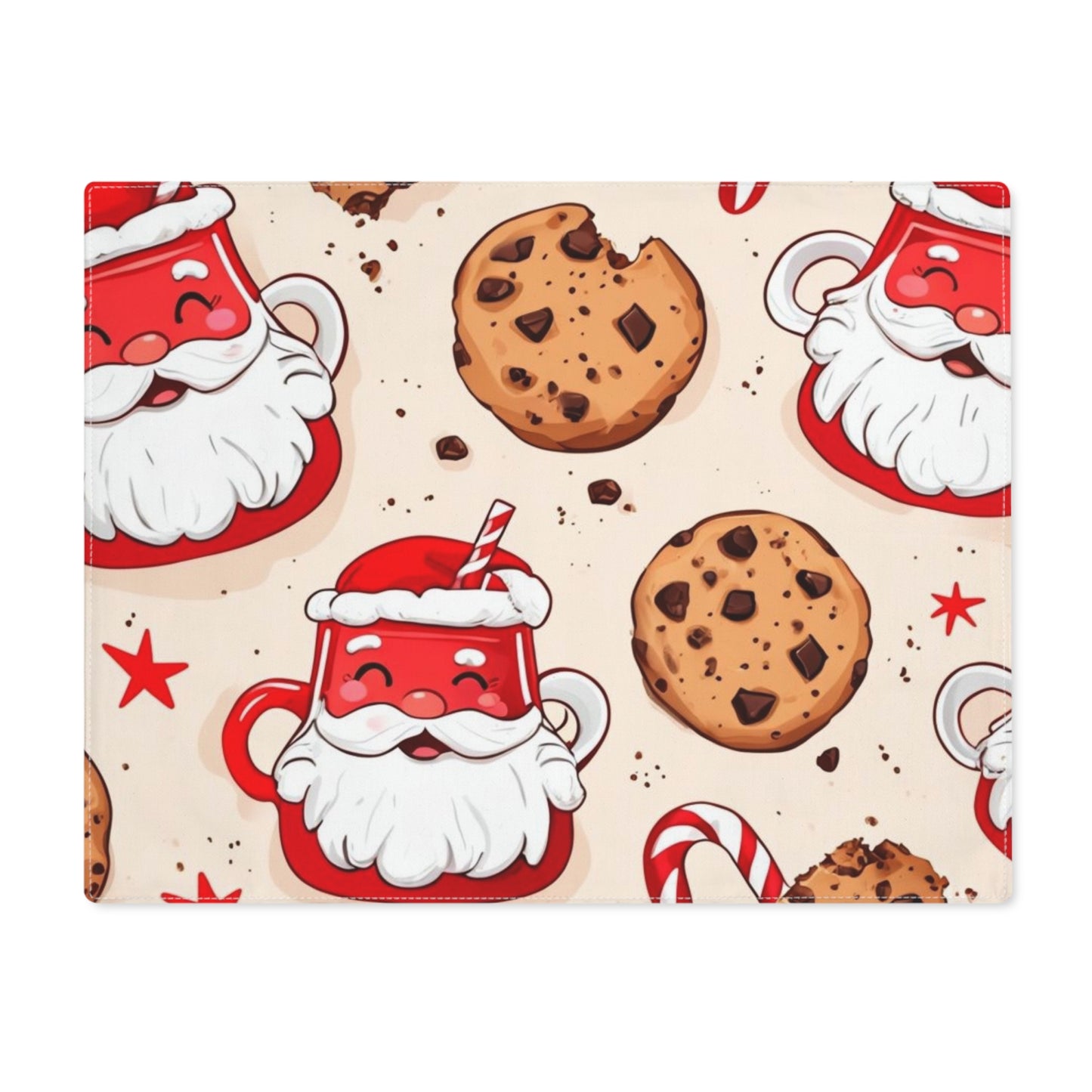 Christmas Placemat, Santa Cookie Fun | Holiday Table Decor, Festive Dining Setup, Santa Mug Design, Holiday Kitchen Decor, Christmas Dining