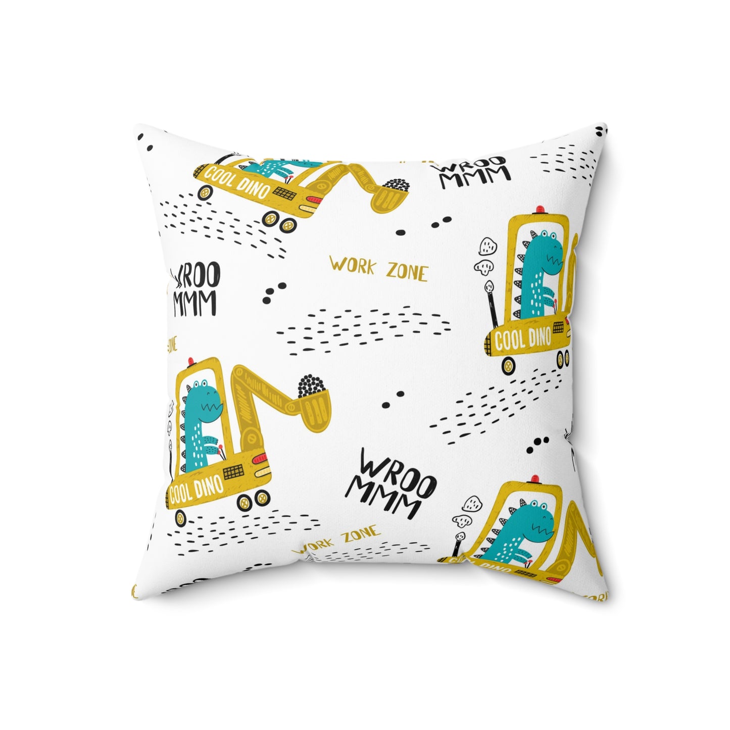 Fun Construction-Themed Pillow for Kids' Rooms, Cool Dino Design, Perfect for Playrooms, Birthdays, Kids' Decor, Cozy Accents