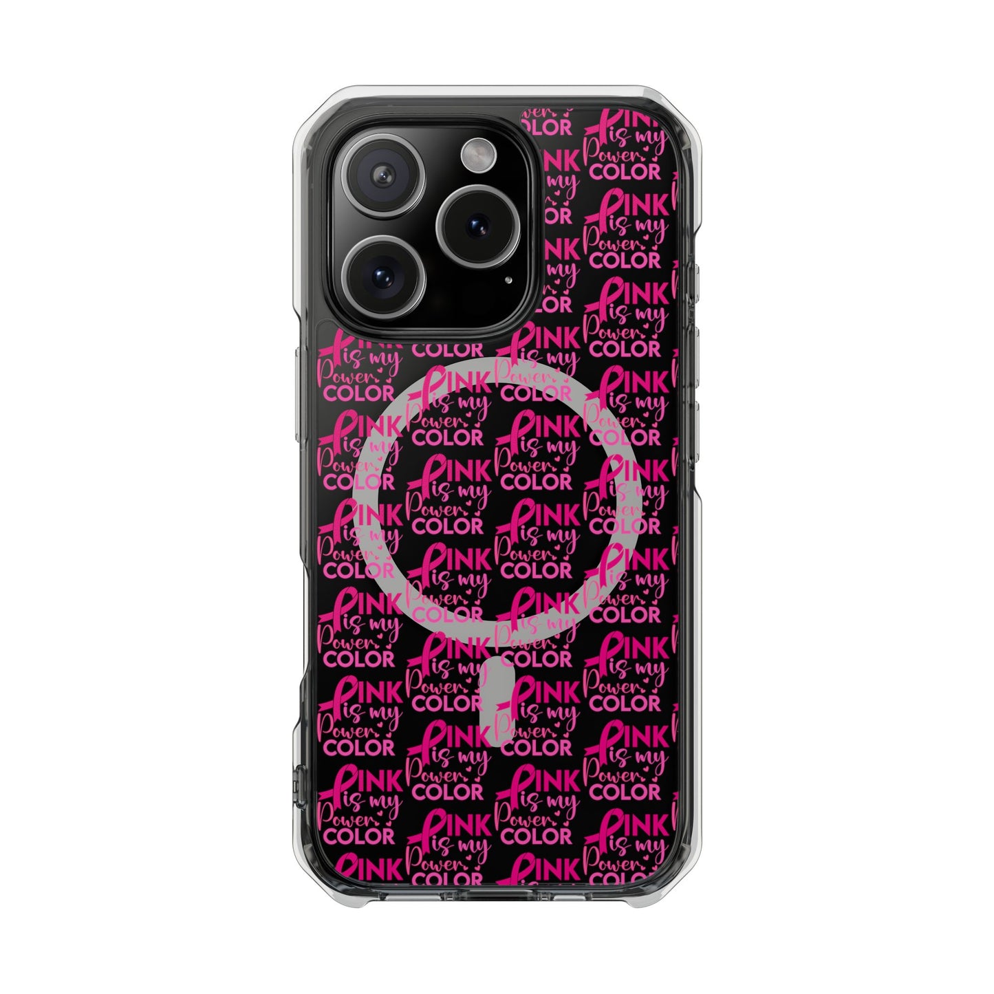 Pink Power Color Phone Case, Inspirational Magnetic Clear Impact Case, Gift for Her, Empowerment, Women's Day, Birthday