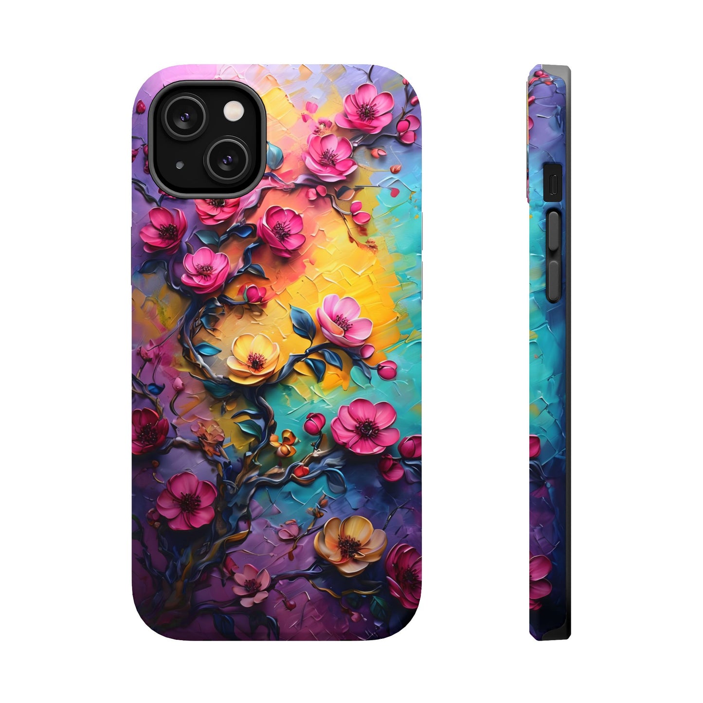 Floral Magnetic Tough Case, Vibrant Phone Cover, Durable Protection, Gift for Flower Lovers, Colorful Floral Design