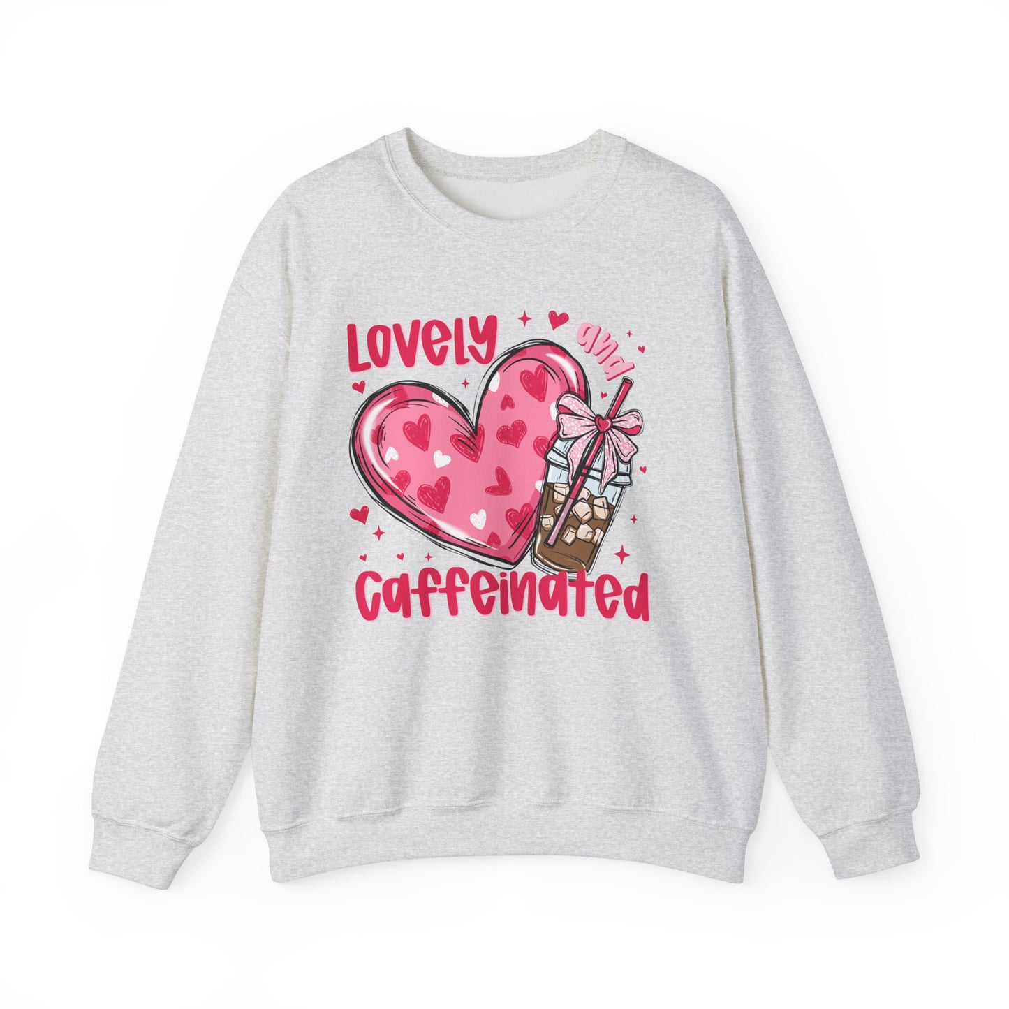 Lovely Caffeinated Heart Sweatshirt, Cozy Coffee Lover Gift, Valentines Day, Cute Her, Comfy Casual Wear, Unisex Pullover, Warm Jumper