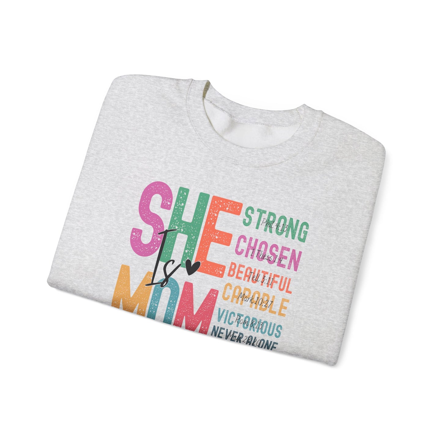 She Is Mom Sweatshirt, Inspirational Crewneck, Mother's Day Gift, Cozy Pullover for Moms, Unique Mom Appreciation Gift