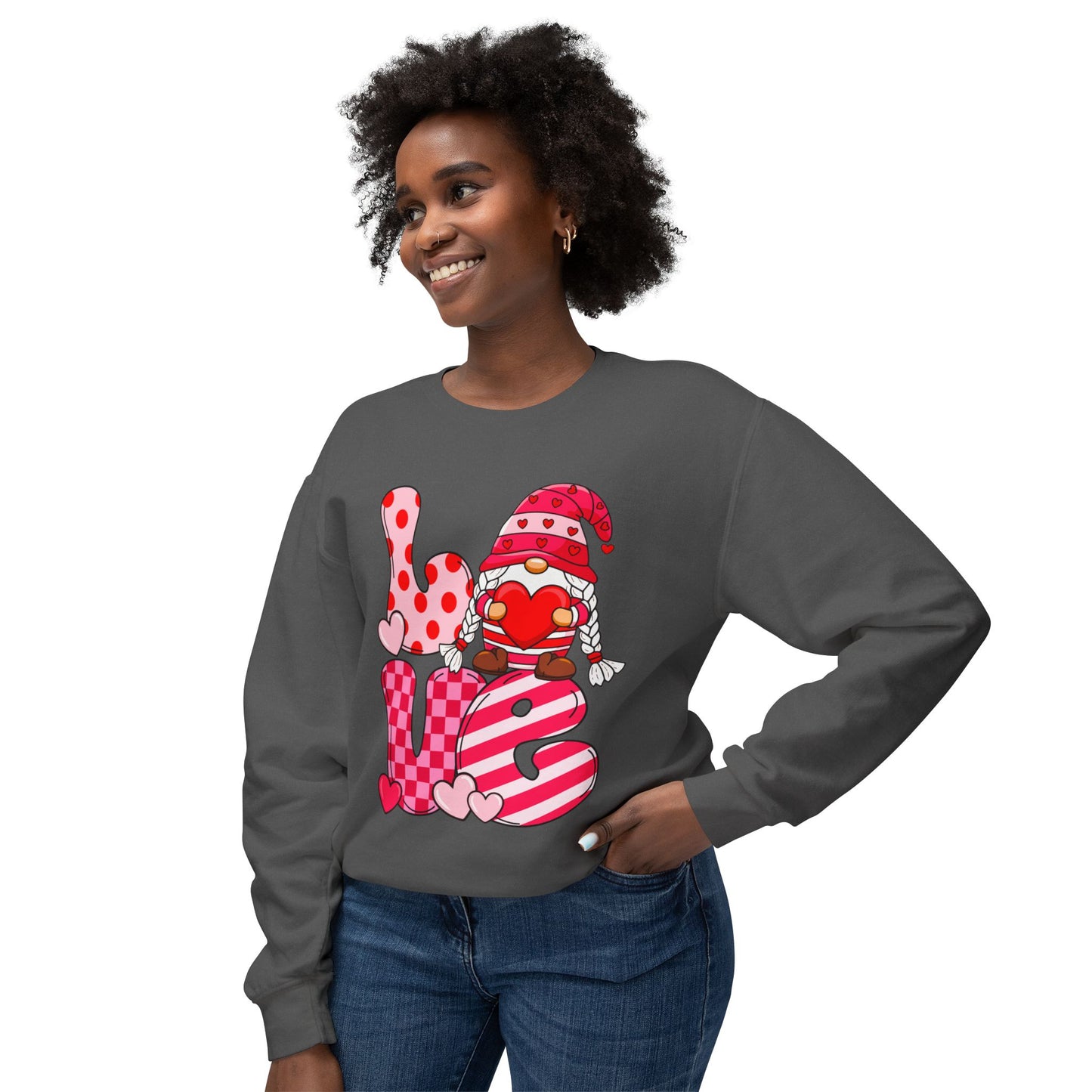 Playful Love Sweatshirt, Cute Valentine's Gift, Cozy Crewneck, Unisex Lightweight, Heart Designs, Perfect for Couples, Date Nights