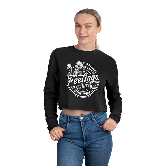 Skeleton Feelings Women's Cropped Sweatshirt - Cute and Comfy for Halloween and Everyday Wear