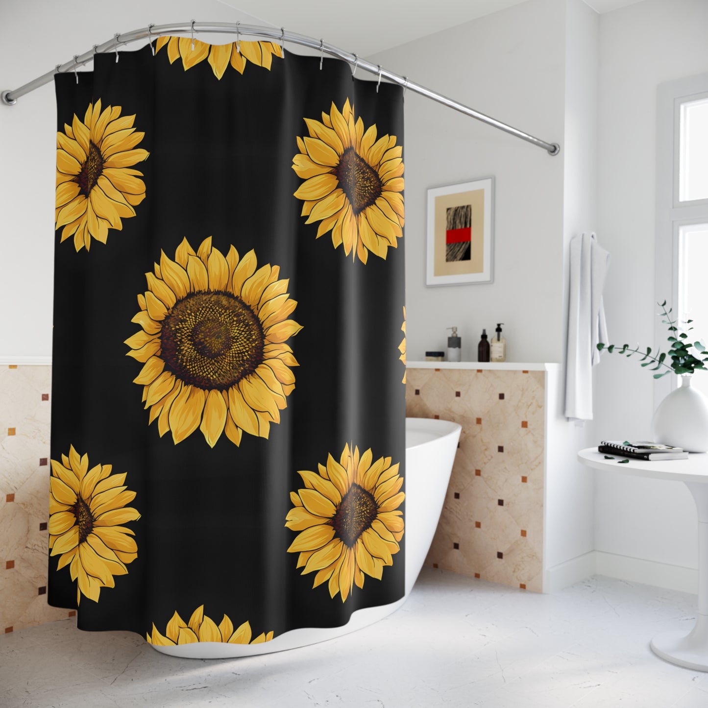 Sunflower Shower Curtain | Brighten Your Bathroom, Floral Decor, Gift for Flower Lovers, Summer Vibes, Home Makeover