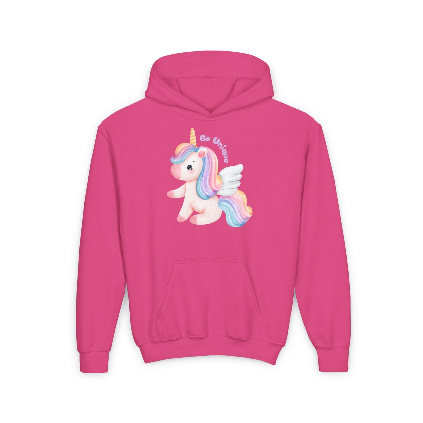 Youth Unicorn Hoodie, Be Unique Hooded Sweatshirt, Kids Gift, Birthday Present, Magical Apparel for All Occasions