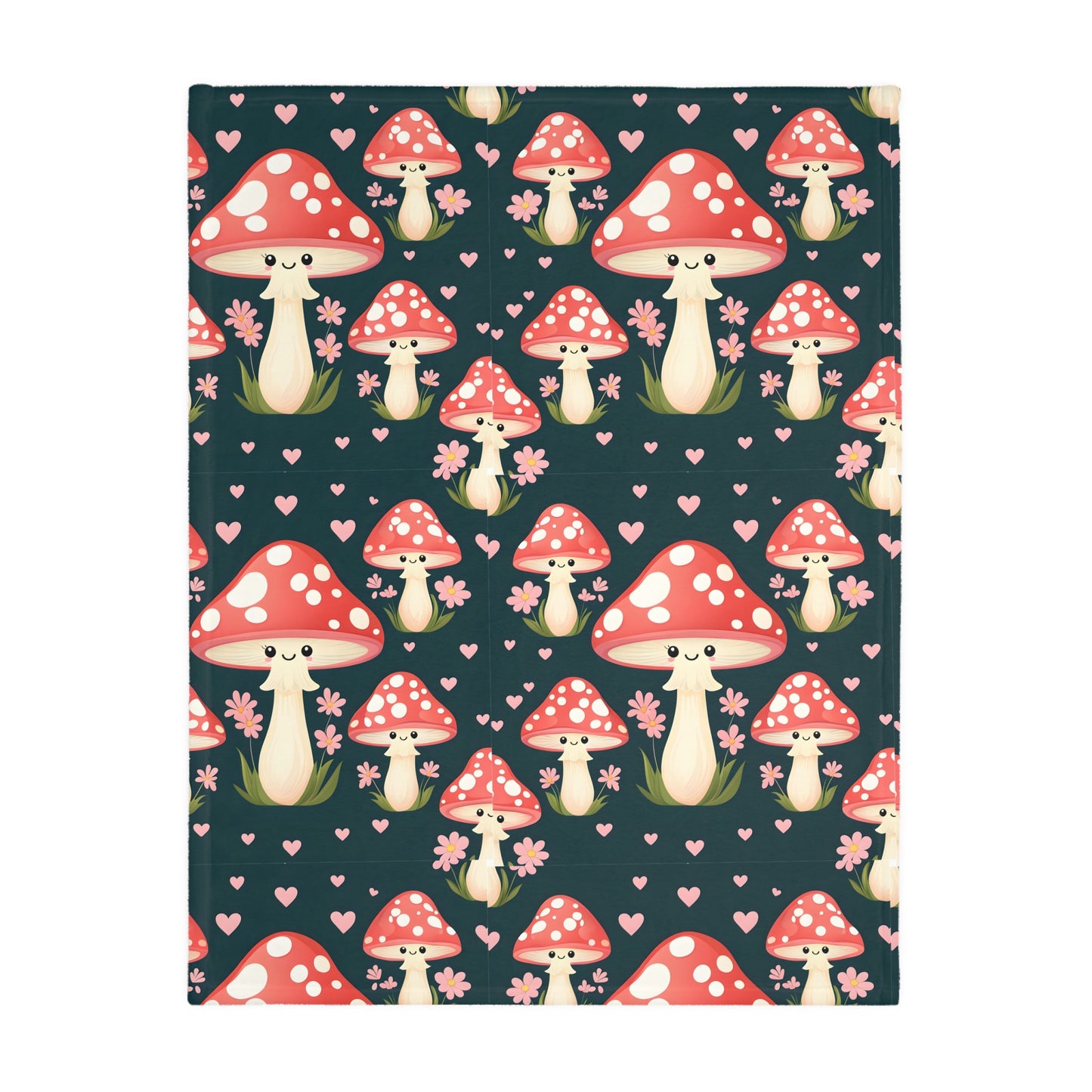 Mushroom Love Velveteen Blanket, Cozy Microfiber Throw, Cute Home Decor, Gift for Nature Lovers, Perfect for Kids and Collectors