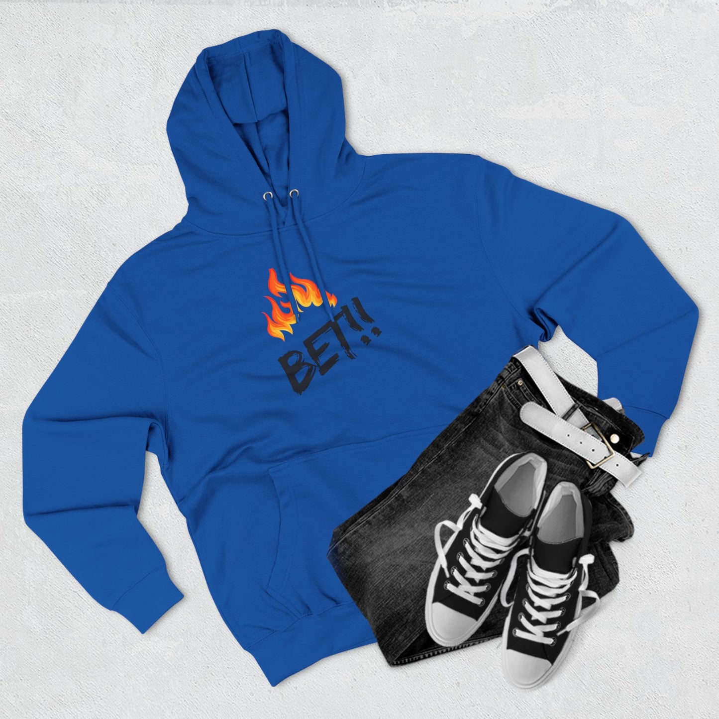 Street Style Fleece Hoodie - Trendy Bet Hoodie, Casual Wear, Gift for Gamers, Birthday Present, Unisex Apparel, Bet Fire Design