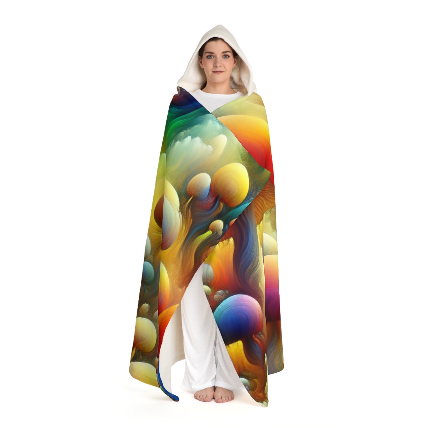 Mushroom Hooded Sherpa Fleece Blanket - Cozy Home Decor for Winter, Warm Throw Blanket, Unique Gift for Mushroom Lovers, Snuggle Blanket,