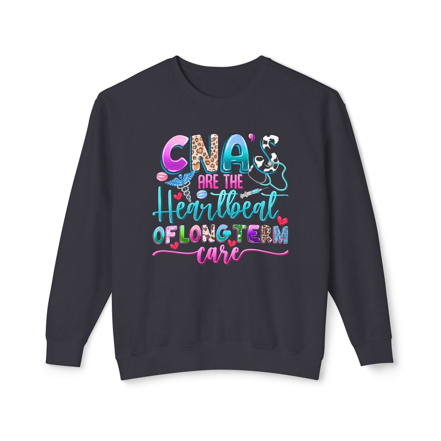 CNA Heartbeat Long-Term Care Sweatshirt, Unisex Crewneck Sweater for Nurses, Gift for Caregivers, Medical Appreciation Apparel