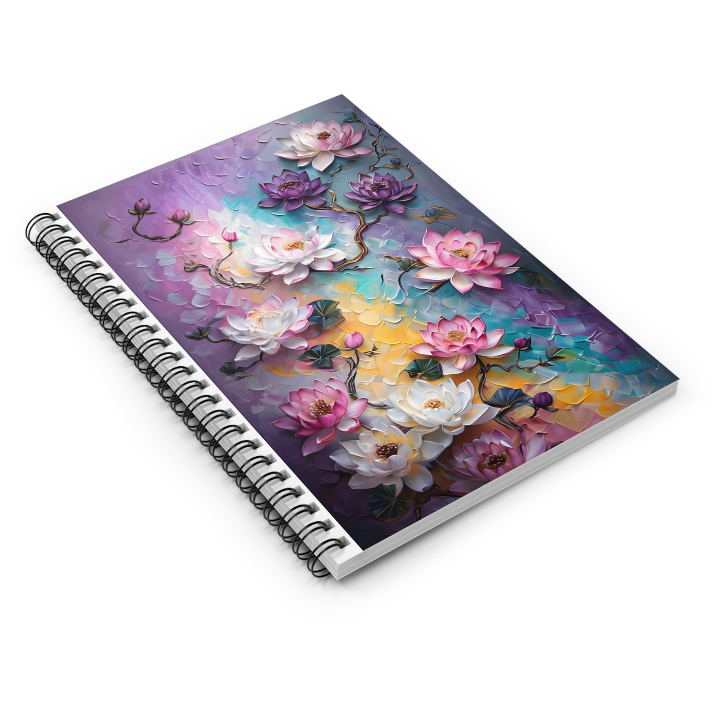 Floral Notebook - Elegant Blooms Ruled Line Spiral Journal, Gift for Her, Scrapbook, Art Project, Beautiful Stationery