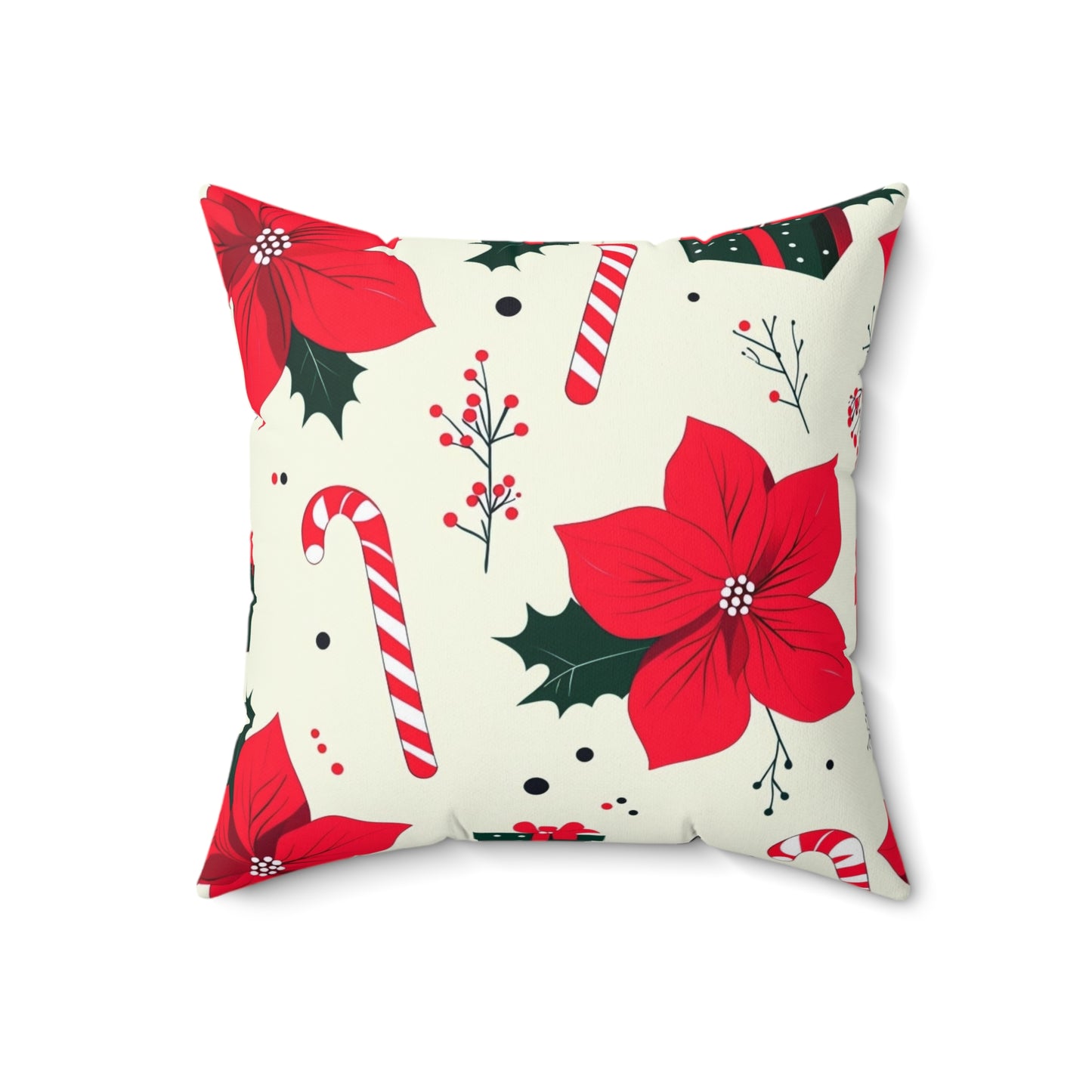 Festive Holiday Pillow - Christmas Floral Accent Cushion for Living Room, Gift for Home Decor, Cozy Winter Vibes