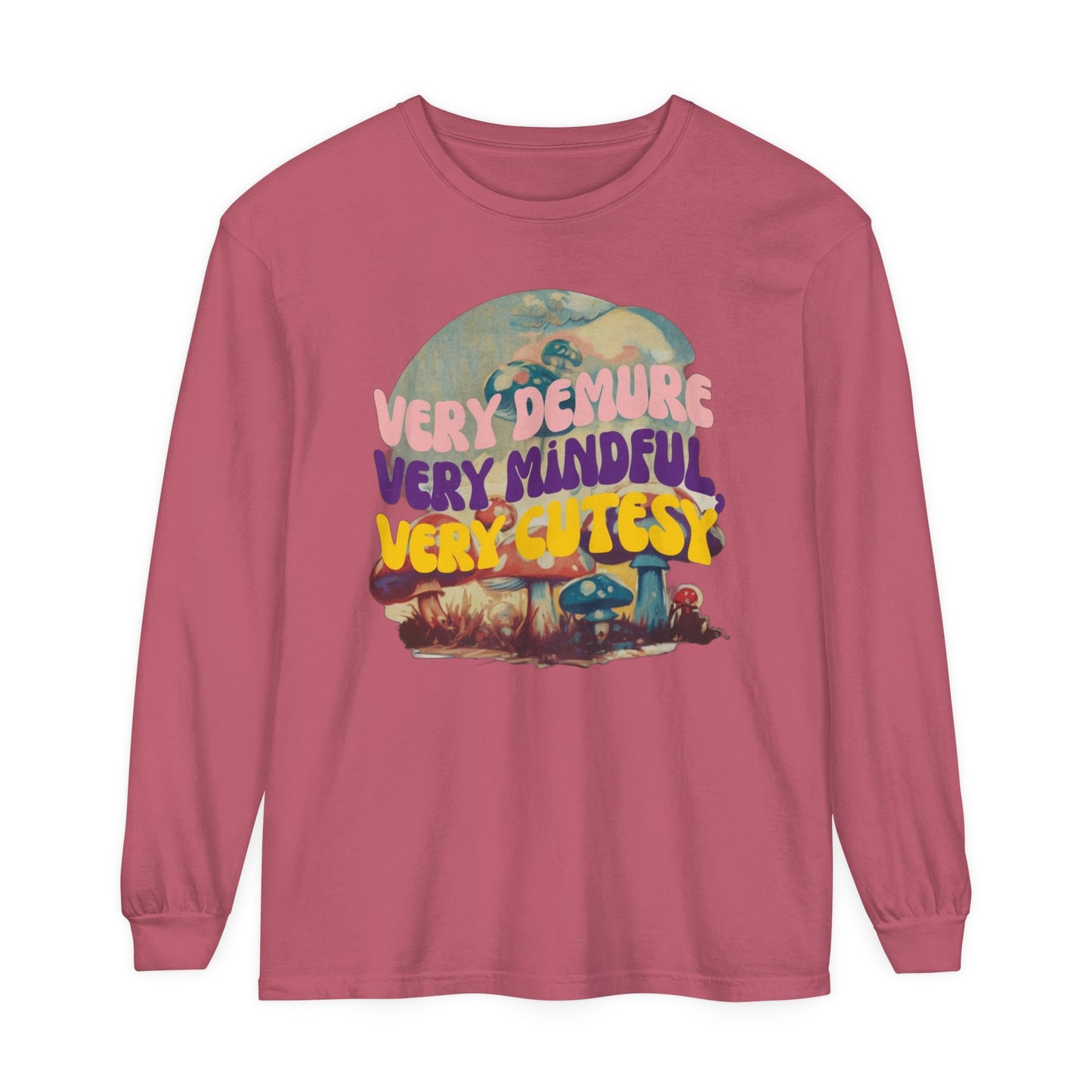 Mindful Vibes Unisex Long Sleeve T-Shirt, Cute Gift for Friends, Vintage Tee, Casual Wear, Everyday Comfort , mushroom