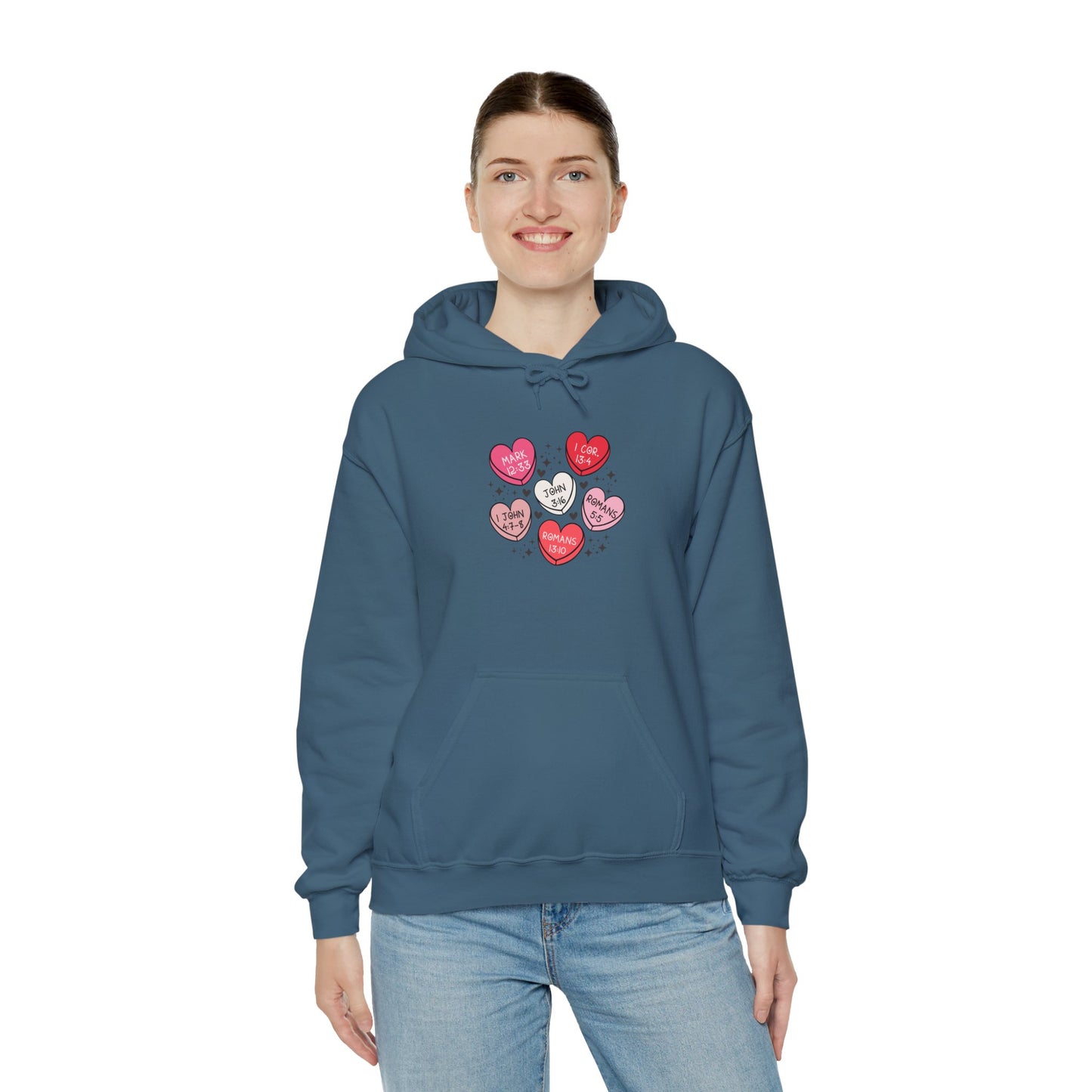 Love Heart Motif Hoodie - Valentine's Day Unisex Sweatshirt