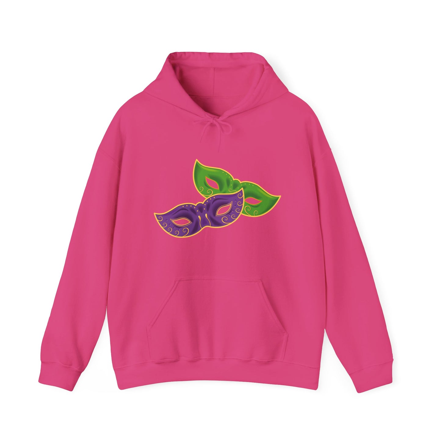 Mardi Gras Celebration Hoodie, Unisex Heavy Blend Sweatshirt, Fun Graphic Pullover, Party Apparel, Carnival Clothing, Festival Outfit