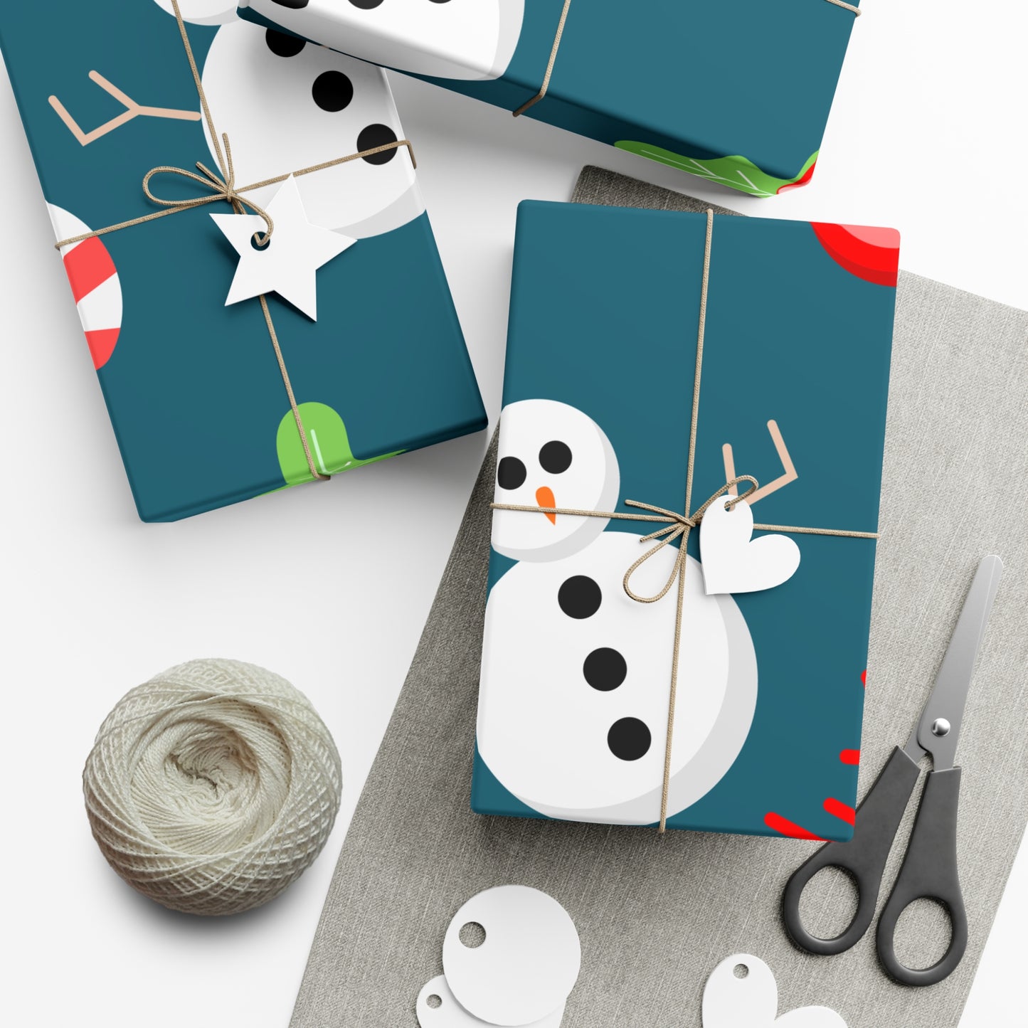 Festive Holiday Wrapping Paper, Christmas Gift Wrap, Cute Snowmen & Candy Canes, Eco-Friendly Gift Packaging, Seasonal Celebration Decor